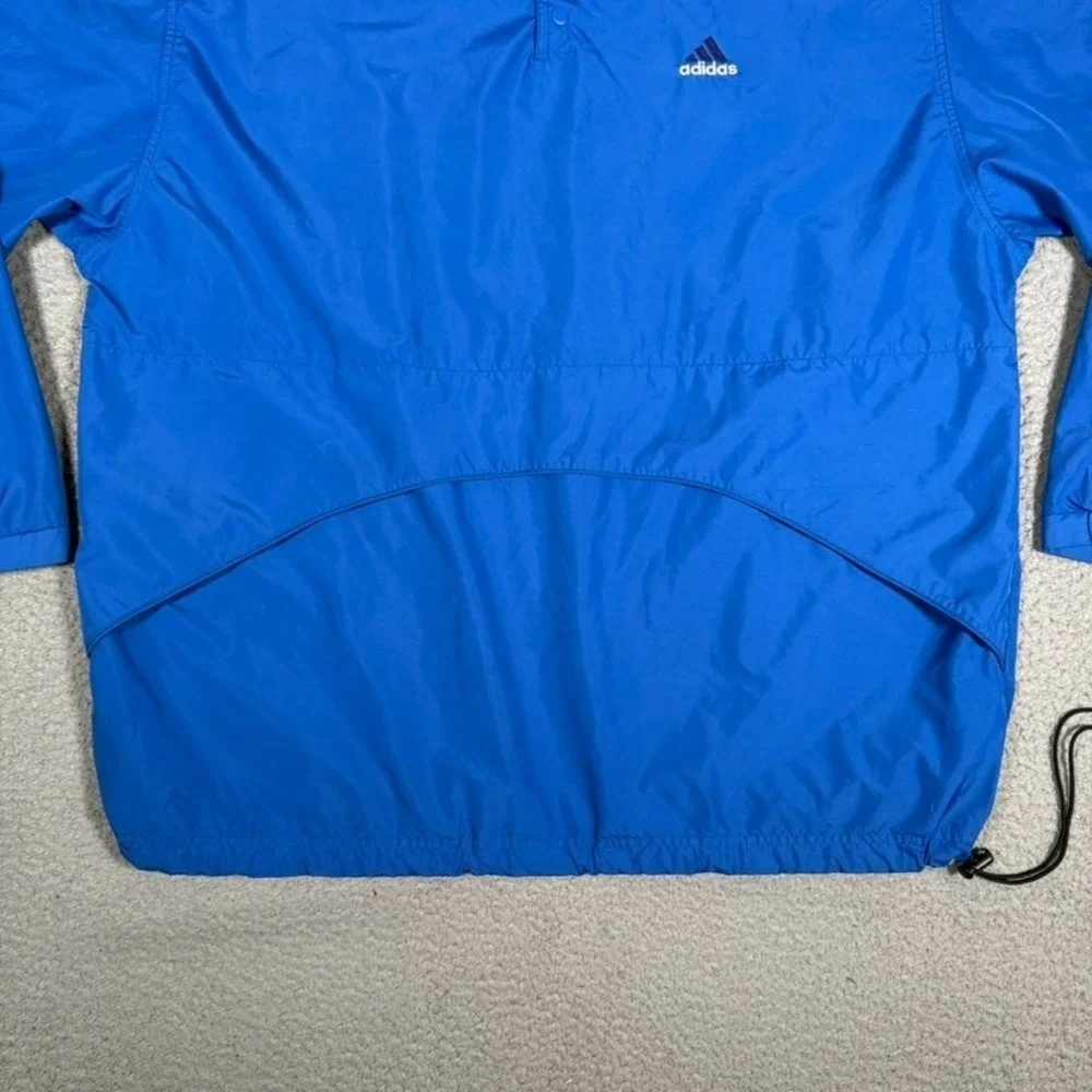 Vintage Adidas Windbreaker Mens XL Blue Pullover Vented Snap Lightweight Logo‎